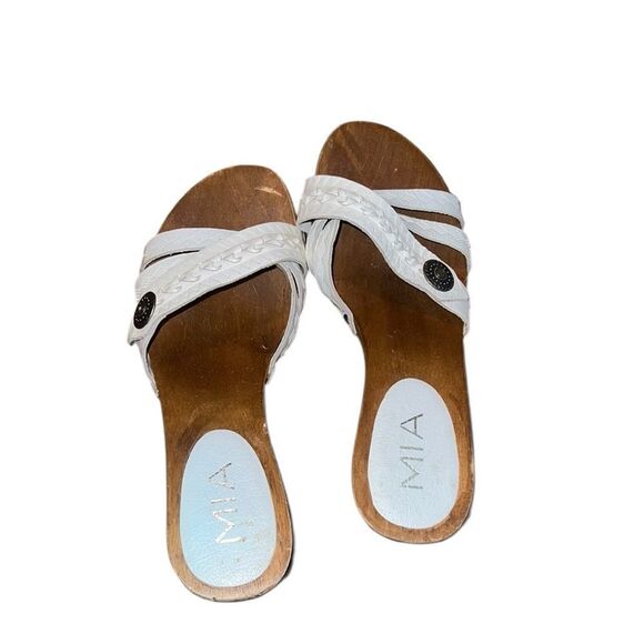 MIA Women's White Leather Sandals Size 7 - Picture 1 of 5